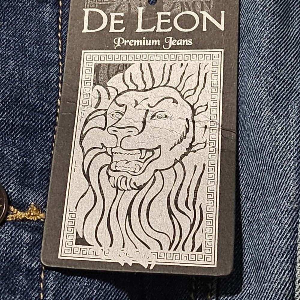 De Leon USA‎ Denim Vest Blue Graphic No Justice Rise to Greatness Mens Large - Picture 7 of 13